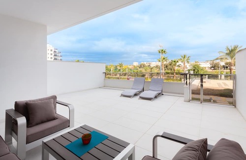 Mil Palmeras Apartment | Apartment in Mil Palmeras with Sea View, Pool, Garden, Terrace, A/C & Wi-Fi